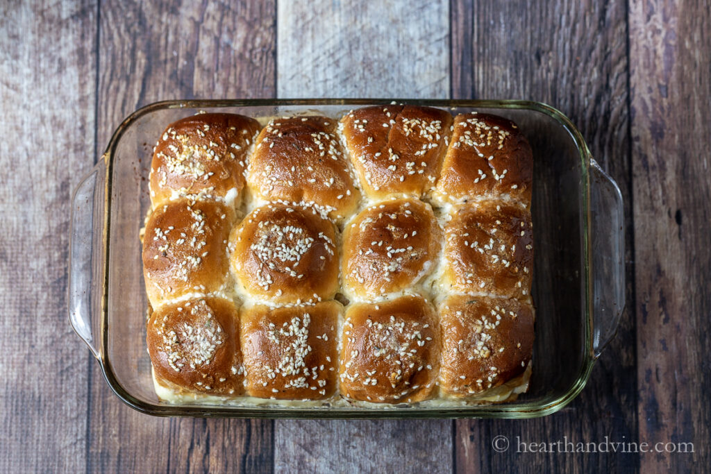 Turkey ranch slider hot from the oven.