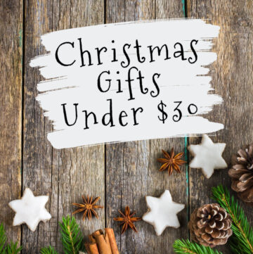 Wood sign saying Christmas gifts under $30