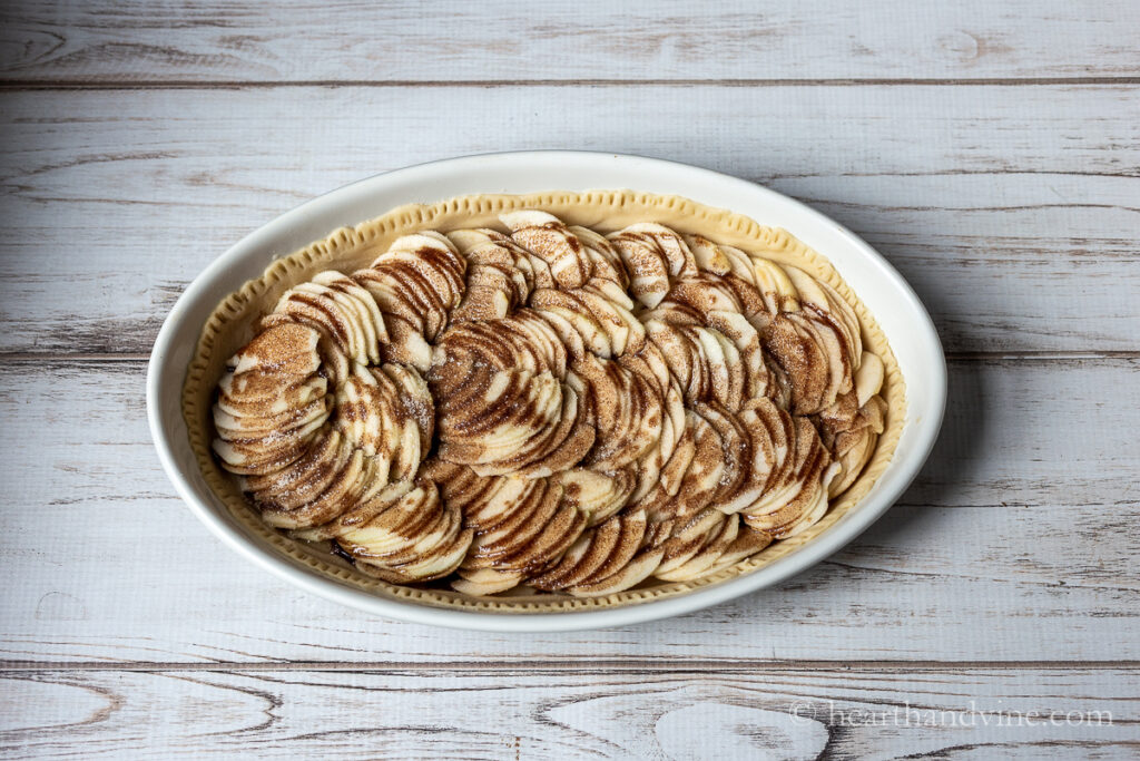 Simple apple tart ready to bake.