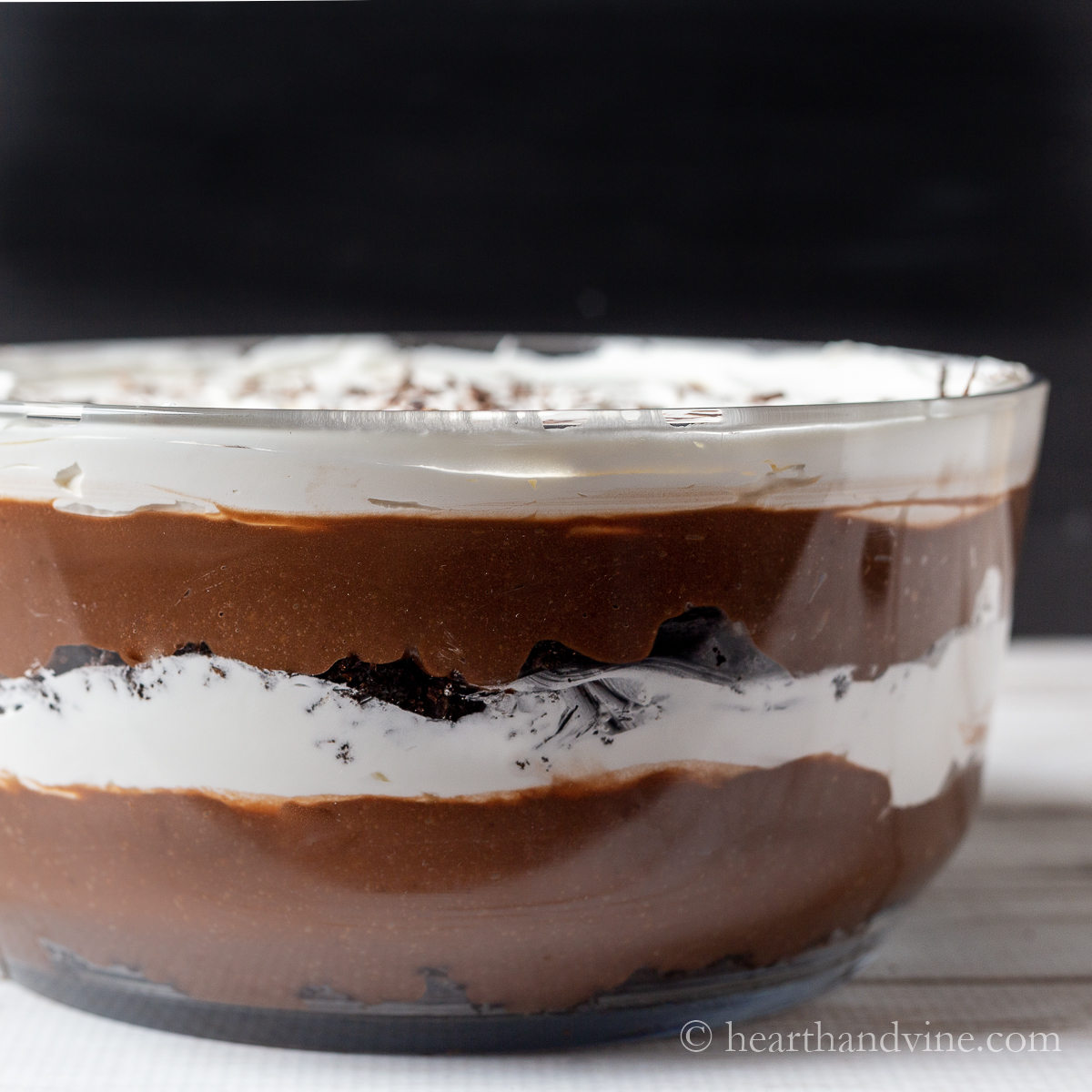 Chocolate Trifle with brownies, pudding and whipped topping