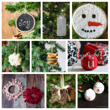 collage of Christmas ornaments.