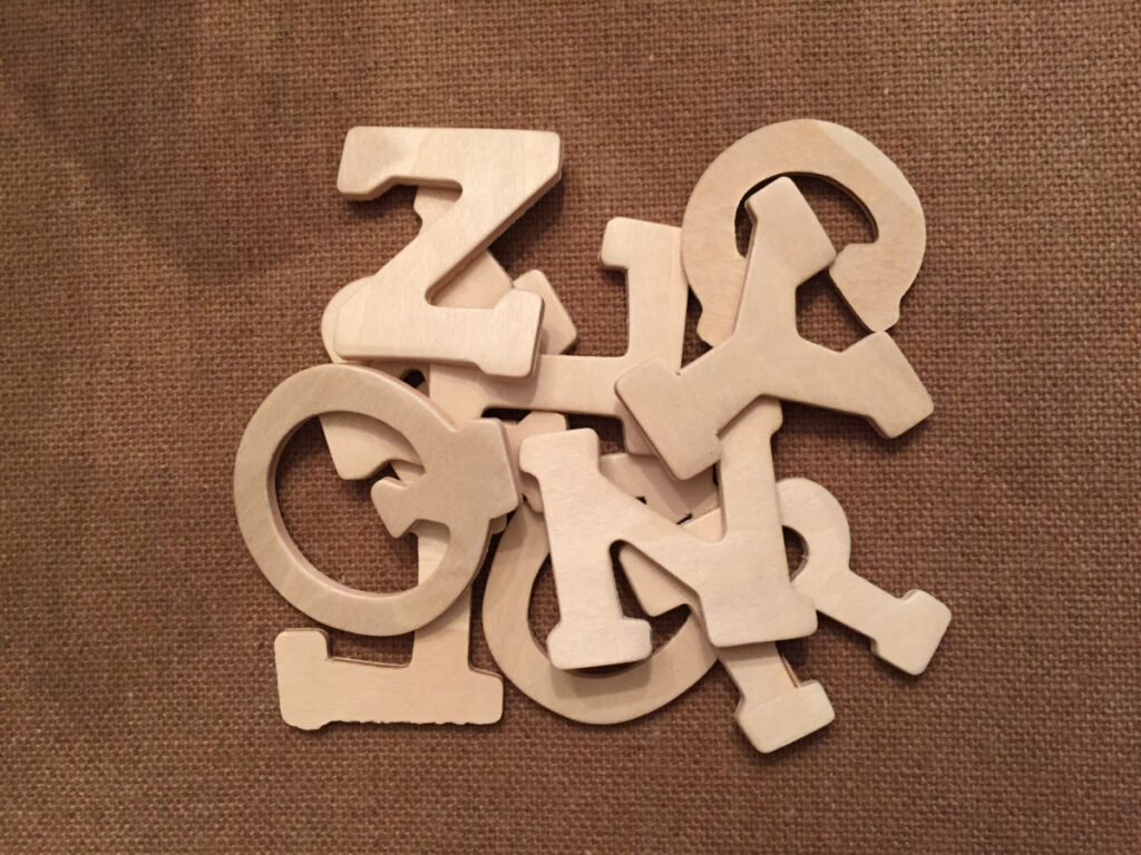 Wooden letters.