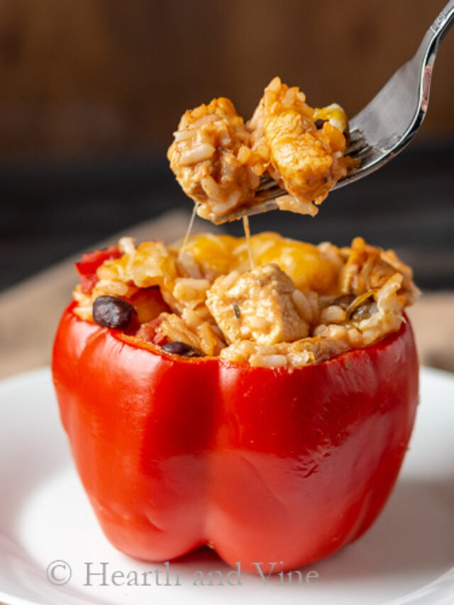 Stuffed Peppers with Chicken, Rice and Mexican Flavors
