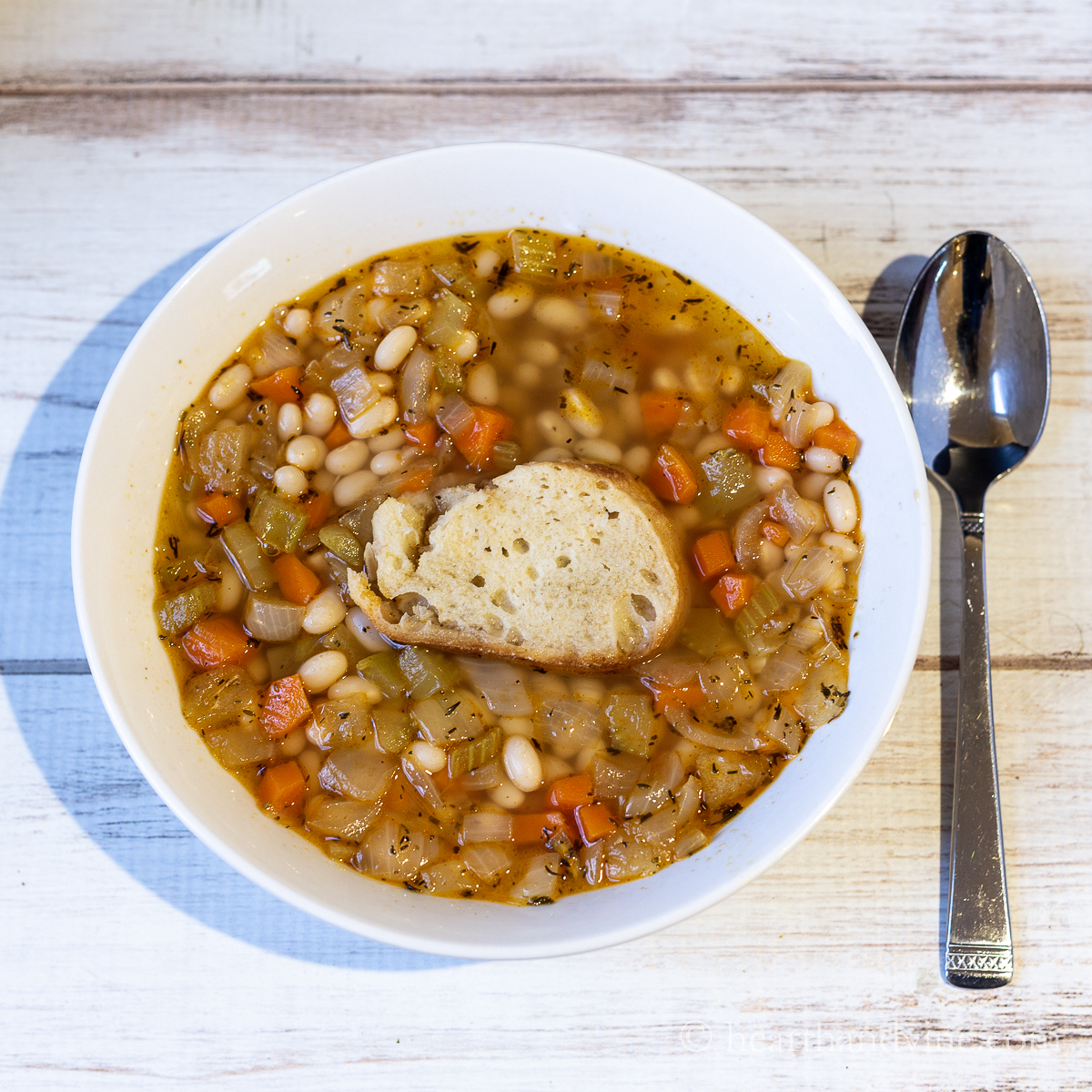 Bowl of navy bean soup.