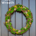 Moss wreath on front door.