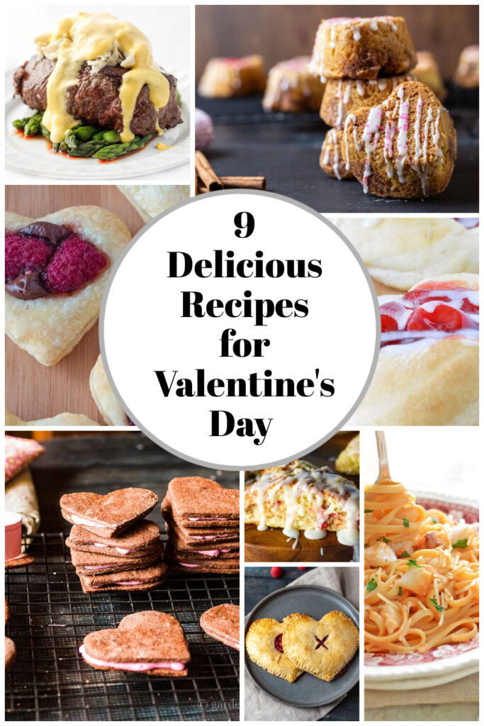 Heart shaped cookies and other food for Valentines Day.