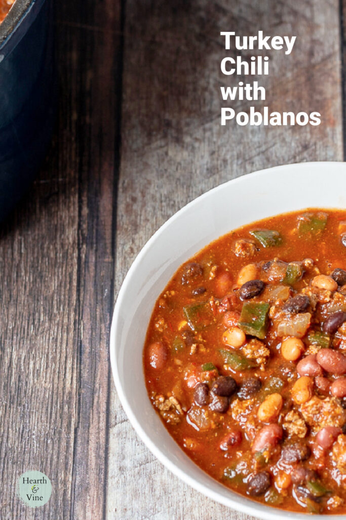 Ground turkey chili with poblano peppers recipe