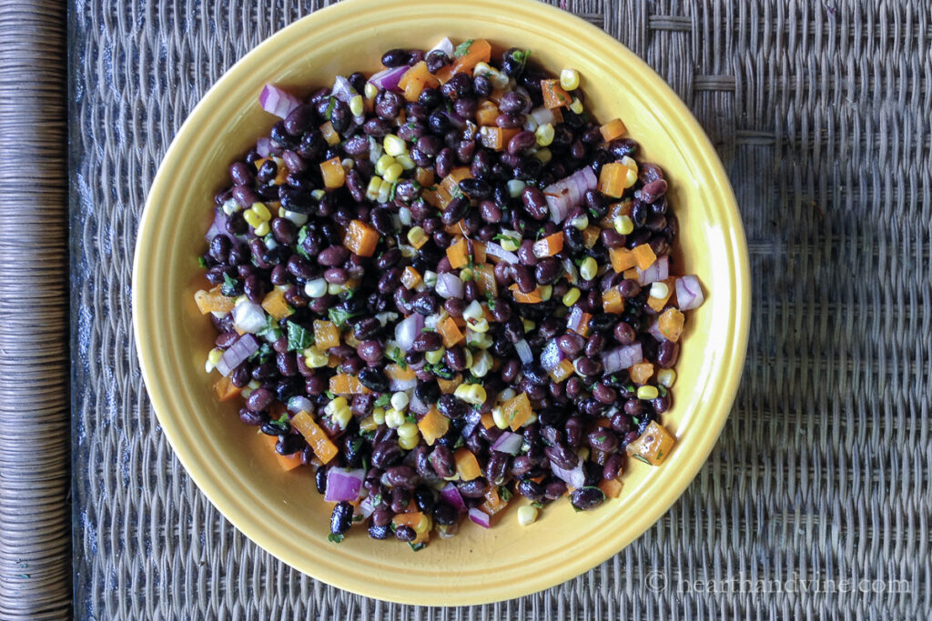 Bowl of southwest black bean salad.