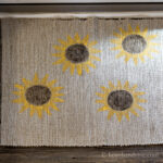 Sunflowers painted on a rug