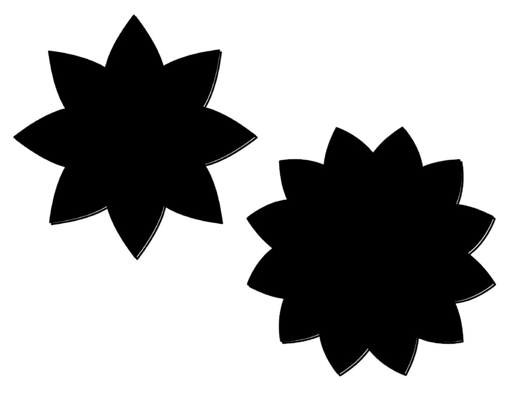 Two pointed shaped flower templates.
