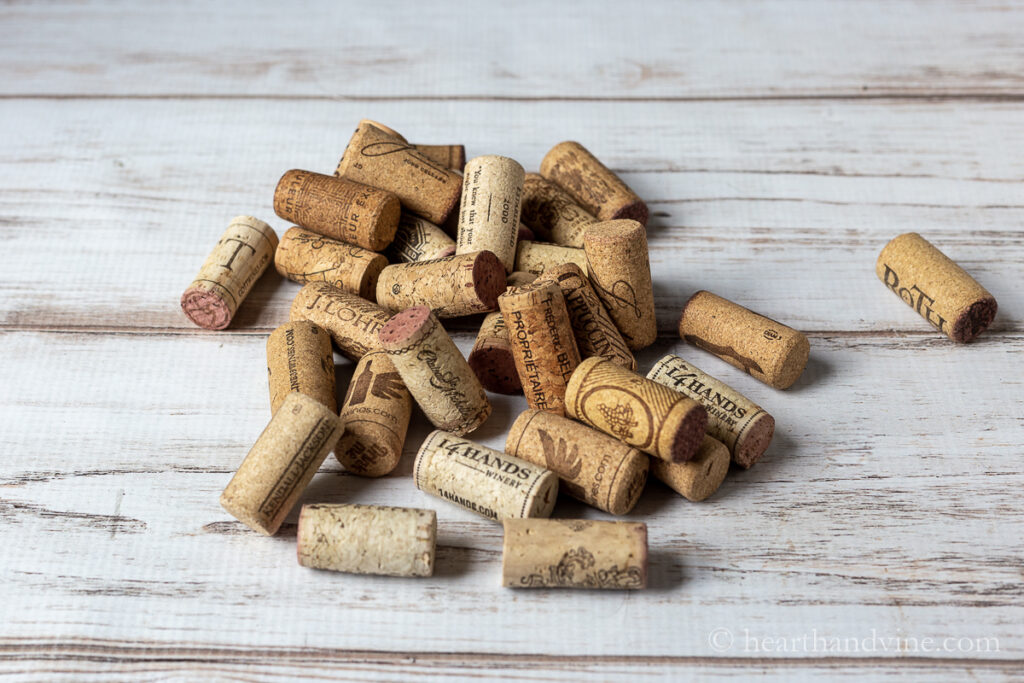 Pile of recycled wine corks.
