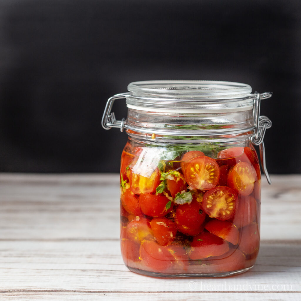 Marinated Cherry Tomatoes from the Garden Hearth and Vine