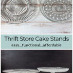 Thrift store glass platters over homemade cake stands.