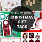 Collage of free printable Christmas tags.