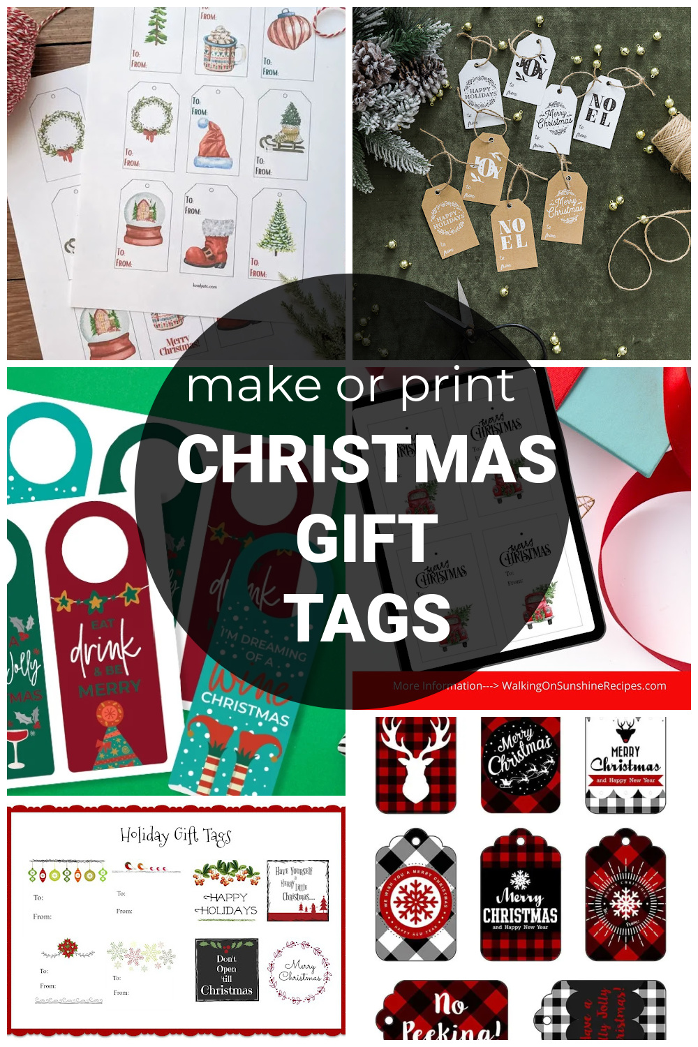 Different kinds of printable Christmas gift tags.