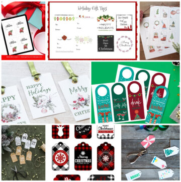 Collage of gift tags for Christmas