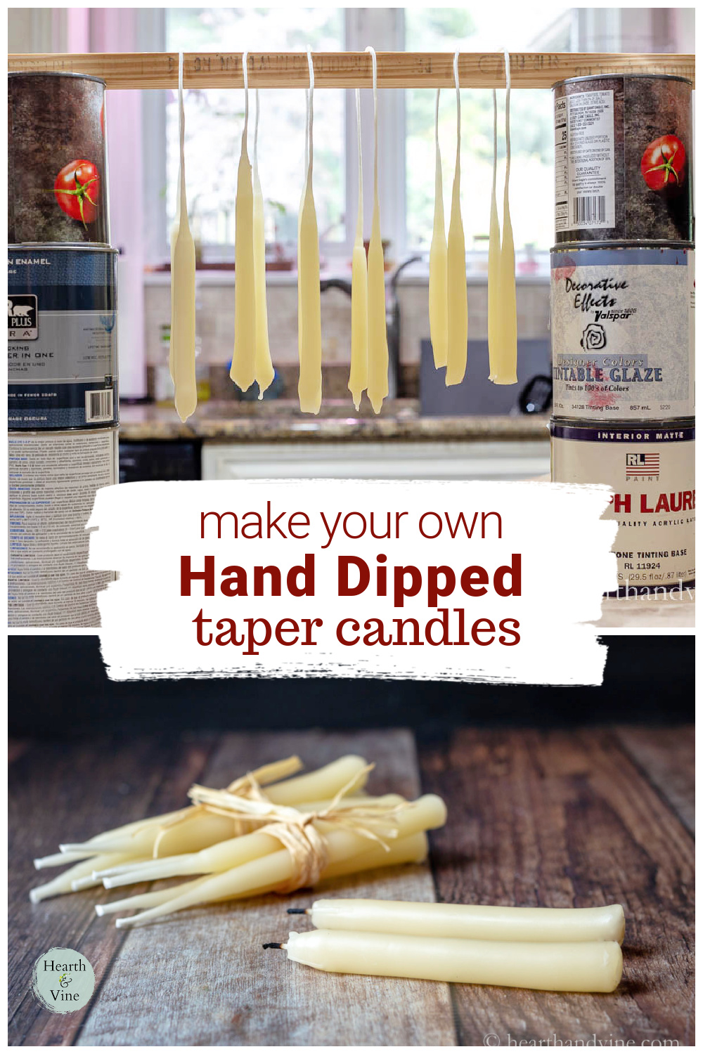 Hand Dipping Candles with Beeswax Hearth and Vine