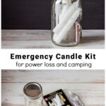 DIY Mason Jar Candle Holder over the supplies including a mason jar, candles, matches, glue and a coupling.
