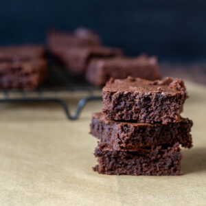 Stack of brown sugar brownies.