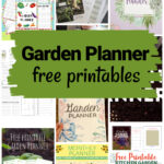 A collage of vegetable and flower garden planners that are free to print.