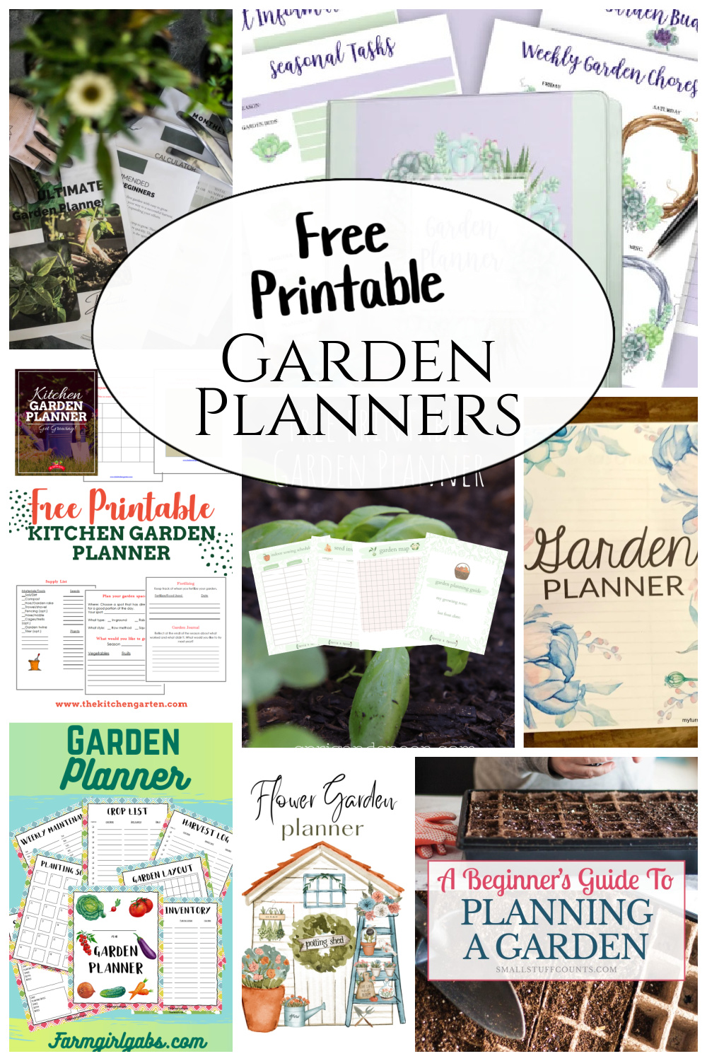 Collage of free garden planners.