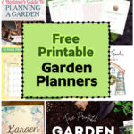 Free printable vegetable garden planners from different websites in a collage.