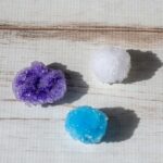 Three homemade borax crystals.