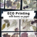 Hanging eco leaf cards over the same cards flat on a table.
