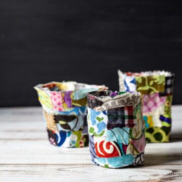Small fabric bowls from scrap material.