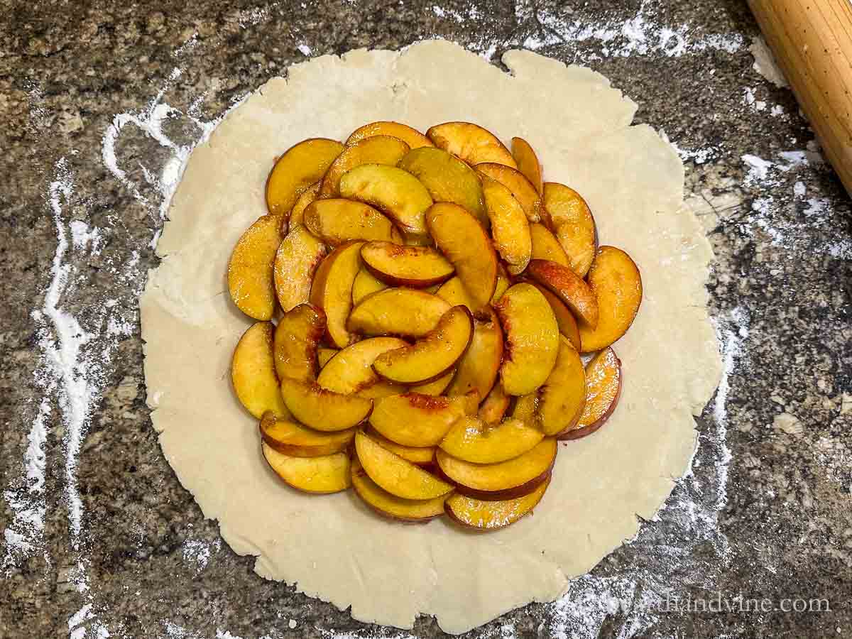All peach slices piled up in the middle.