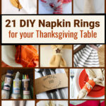 Collage of 12 handmade DIY Thanksgiving napkin rings.