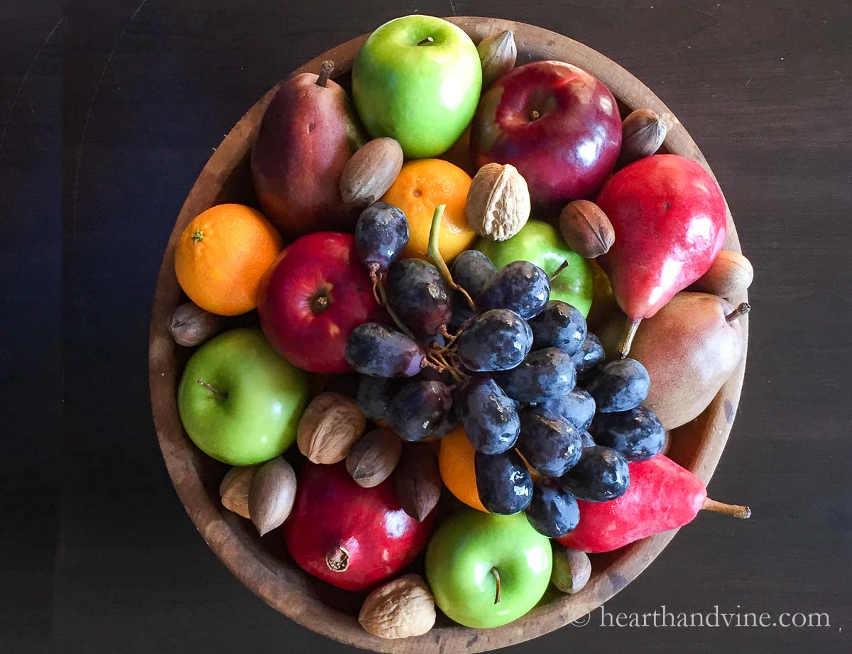 Fruit bowl as a centerpiece.