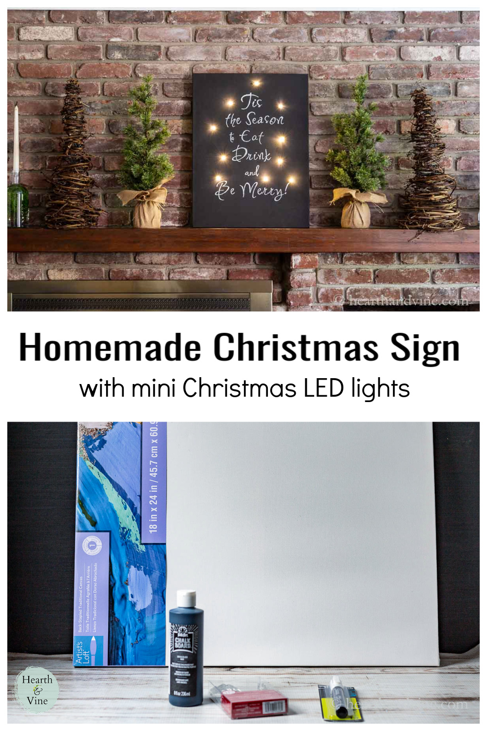 DIY Lighted Sign for Christmas Hearth and Vine
