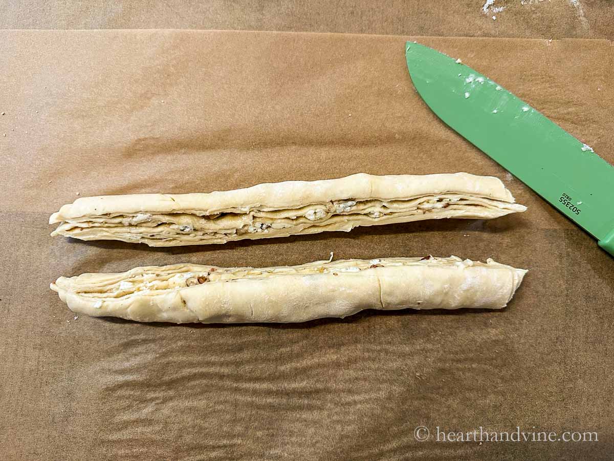 Puff pastry roll cut in half lengthwise.
