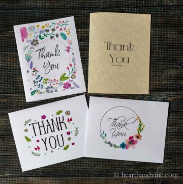 Four different thank you cards.