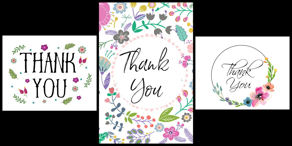 Three color floral thank you cards.