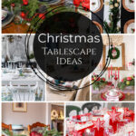 A collage of dining tables decorated for Christmas.