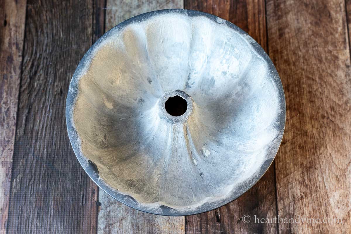 Bundt pan buttered and floured.