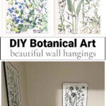 Two floral botanical prints over the same prints hung as wall art.
