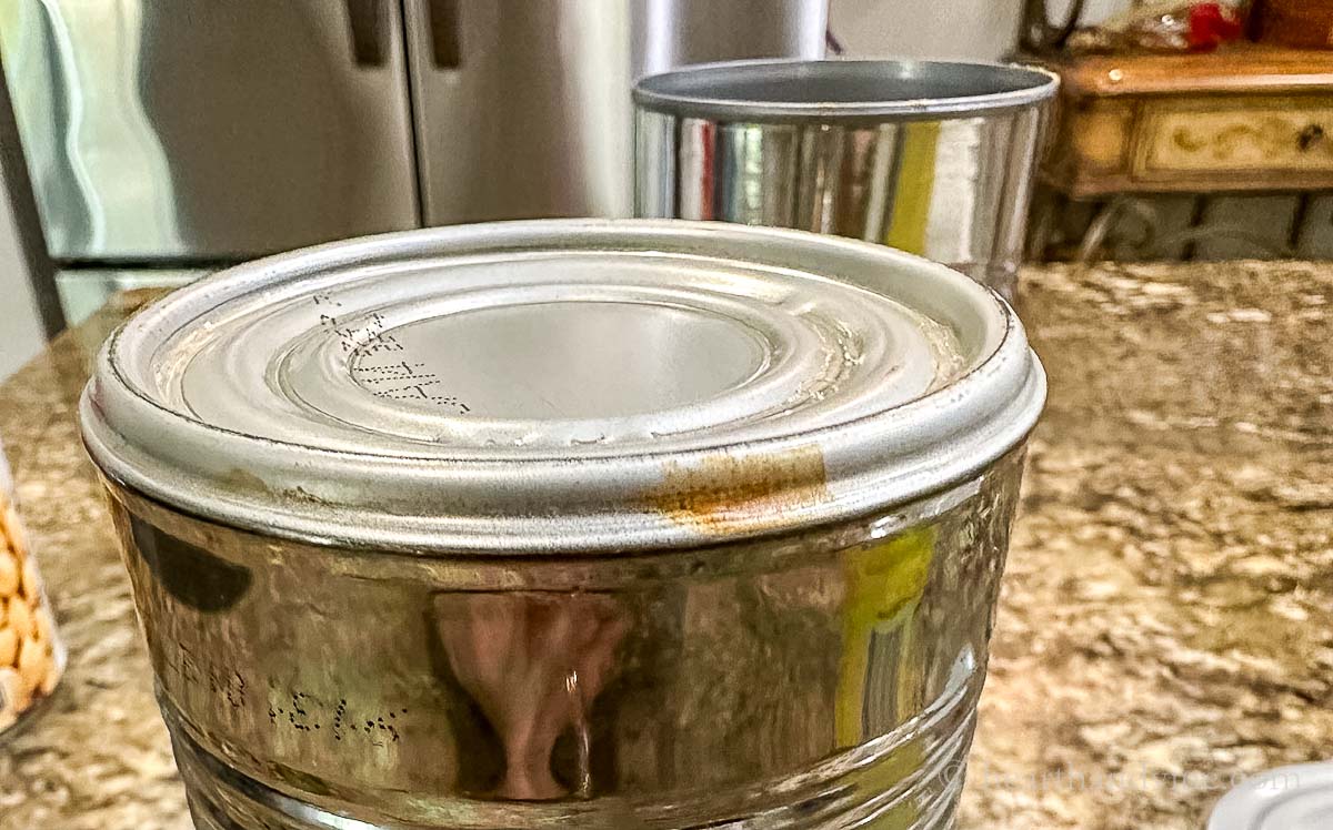 Bottom of a tin can that cannot be removed with an opener.