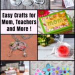 Collage of handmade gifts for Moms and others.