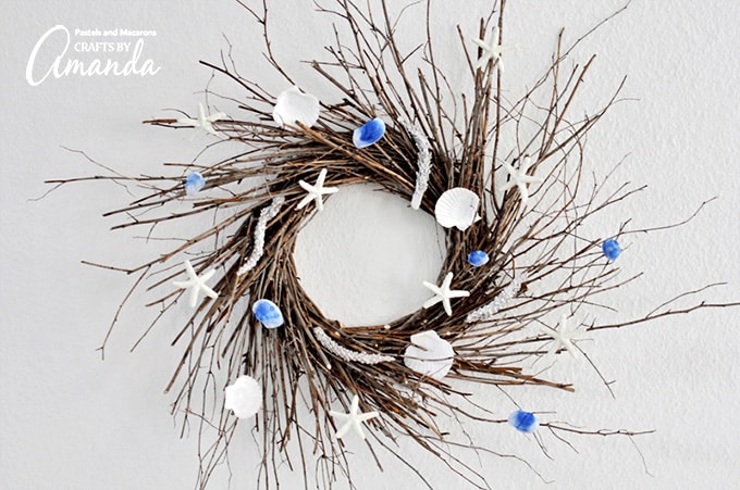 Coastal twig wreath craft