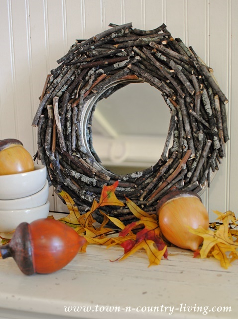 Mirror made from twigs.