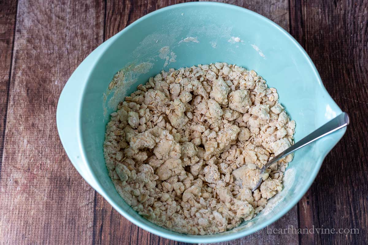 Cake mix crust mixture in a bowl.