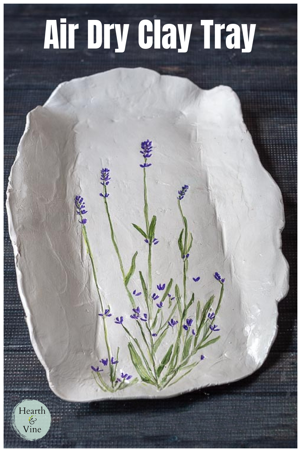 Rustic floral handmade clay tray.