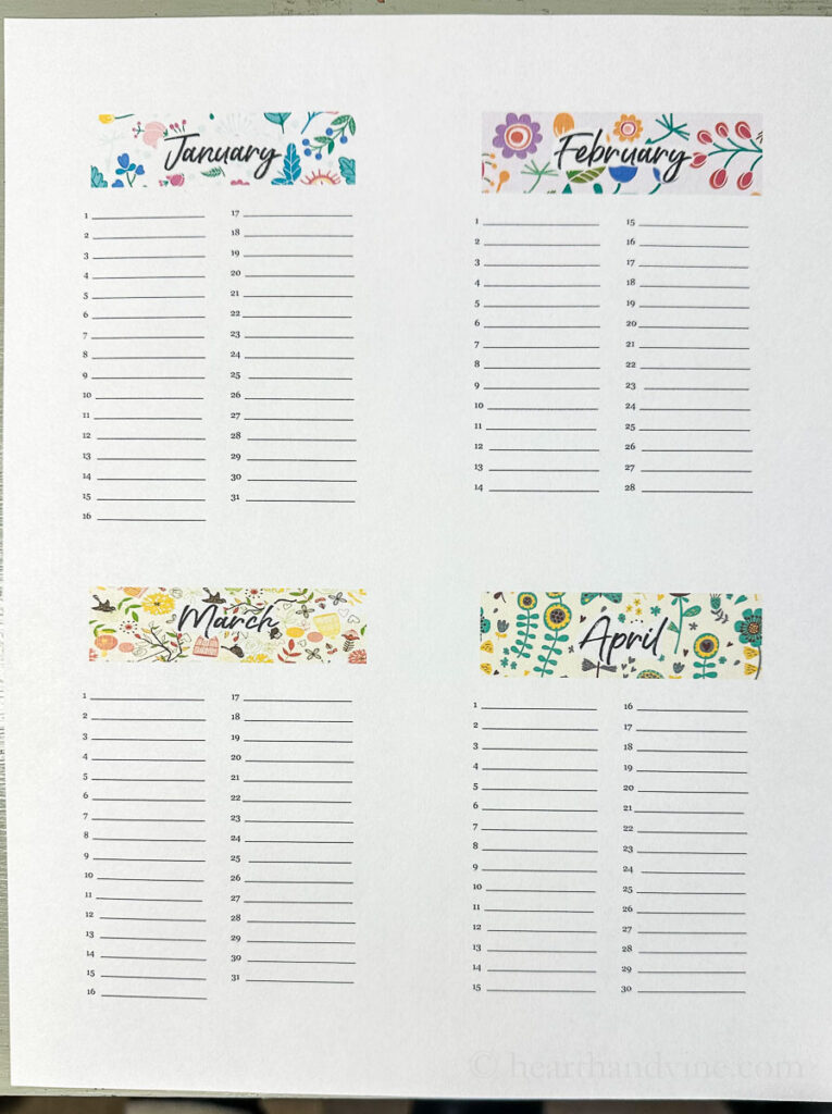 Printable Birthday Calendars Hearth And Vine Printable birthday calendars hearth and vine
