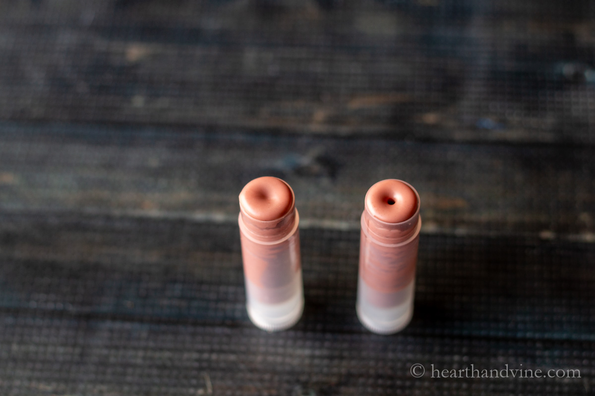 Recently poured lip balm into tubes.