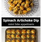 Platter of spinach artichoke mini bites over them same in a muffin pan from the oven.