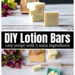 Stacked square lotion bars over one in a blue box in the shape of a flower.