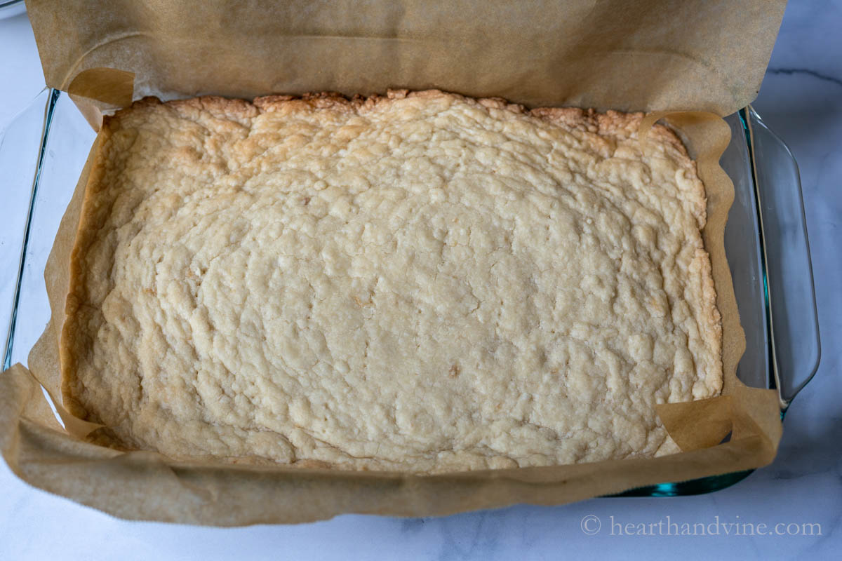 Shortbread crust after being baked.
